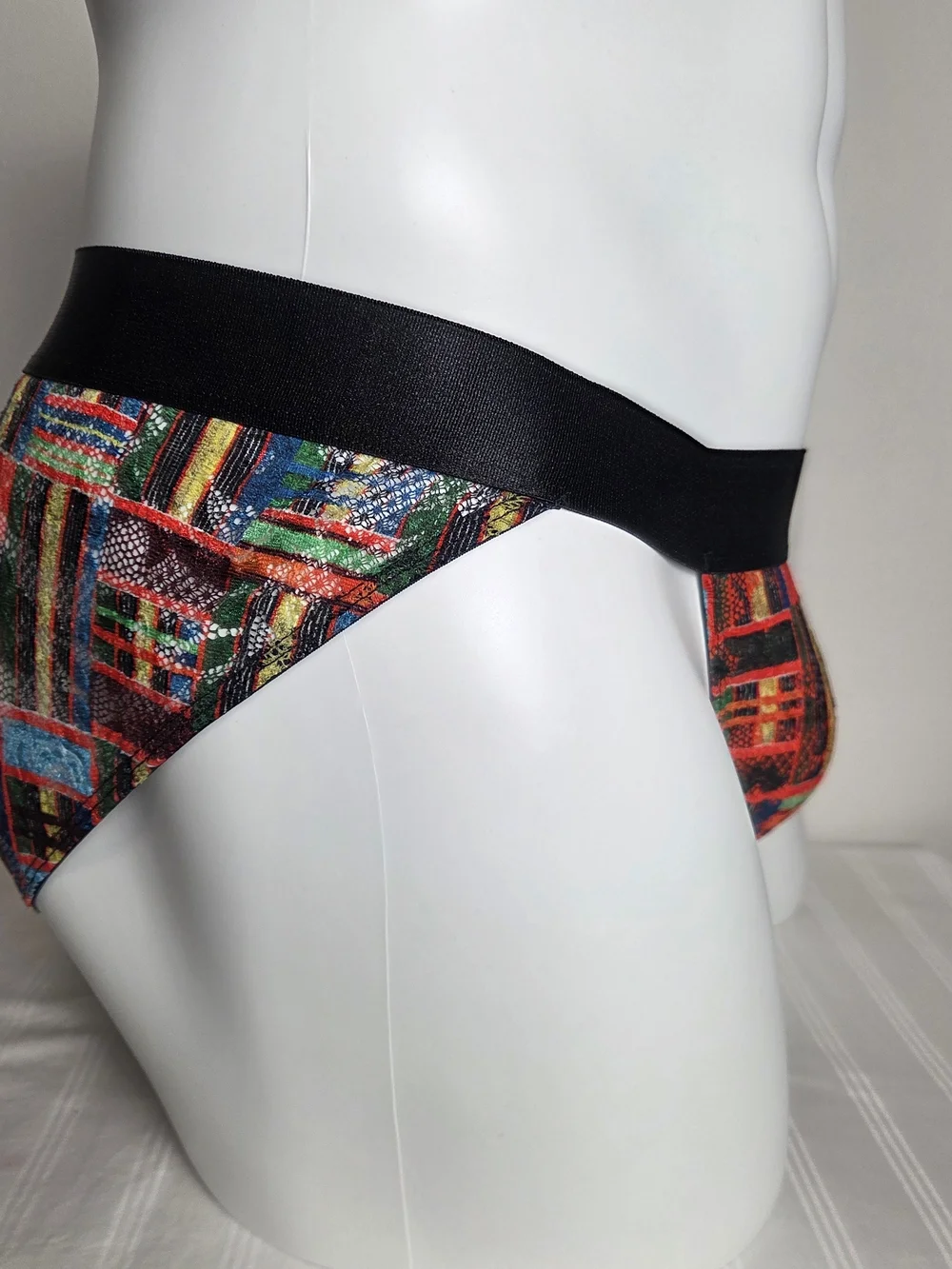 Cosabella Orange Multi-Pattern Low-Rise Brief with Black Waistband